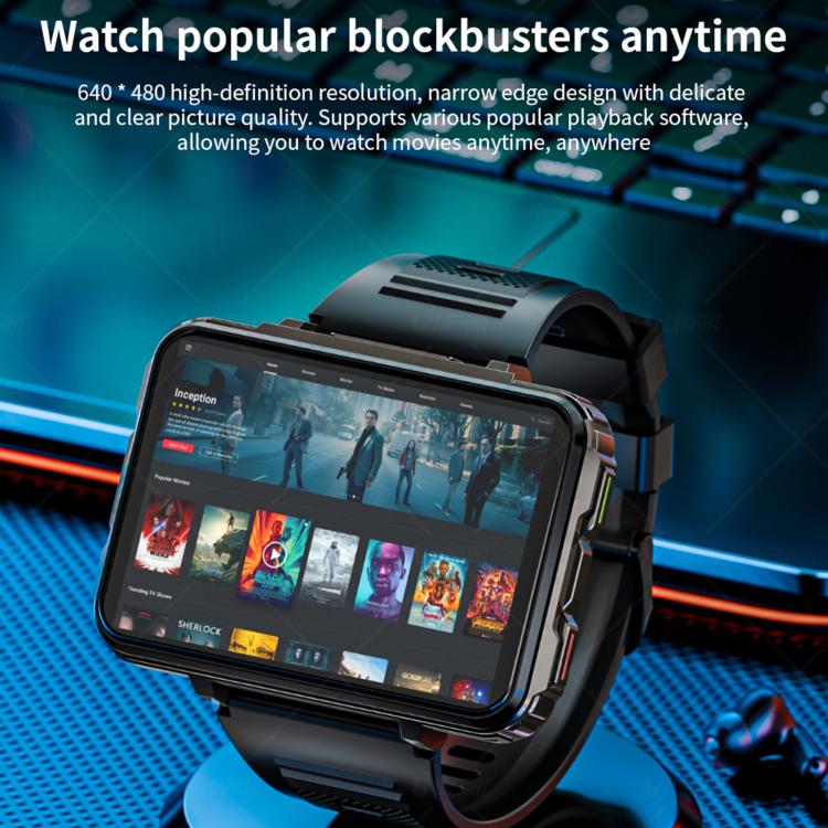 LOKMAT APPLLP 5 Max 4G Smart Watch, 4GB+64GB, 2.4 inch MT6762 + PAR2822 Octa Core, Android 10.7, Heart Rate, Video Call - Black