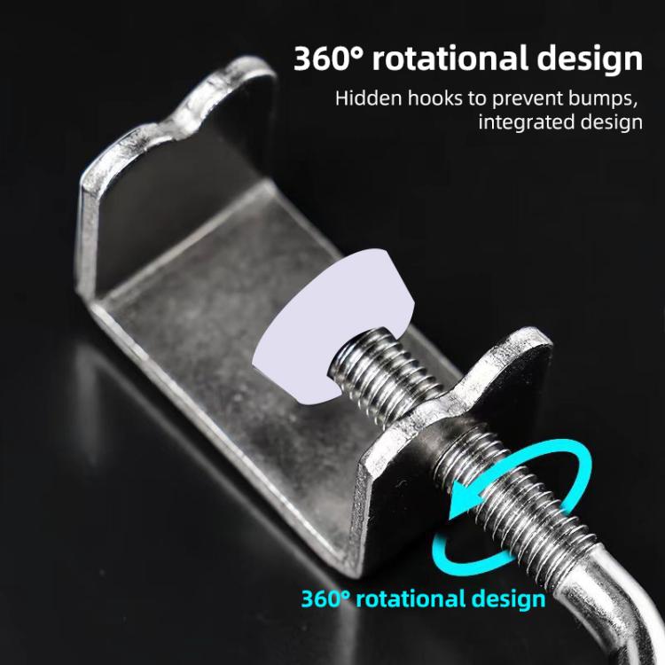 360 Degree Rotatable No-drilling Table Hook - Silver