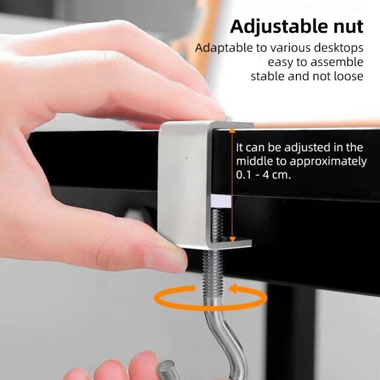 360 Degree Rotatable No-drilling Table Hook - Silver