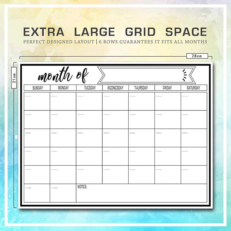 21x28cm Monthly Plan Magnetic Refrigerator Message Board