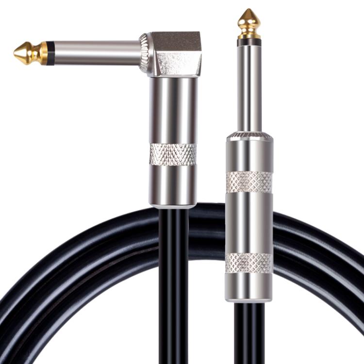 6.35mm Plug Straight to Elbow Electric Guitar Audio Cable, Length:10m