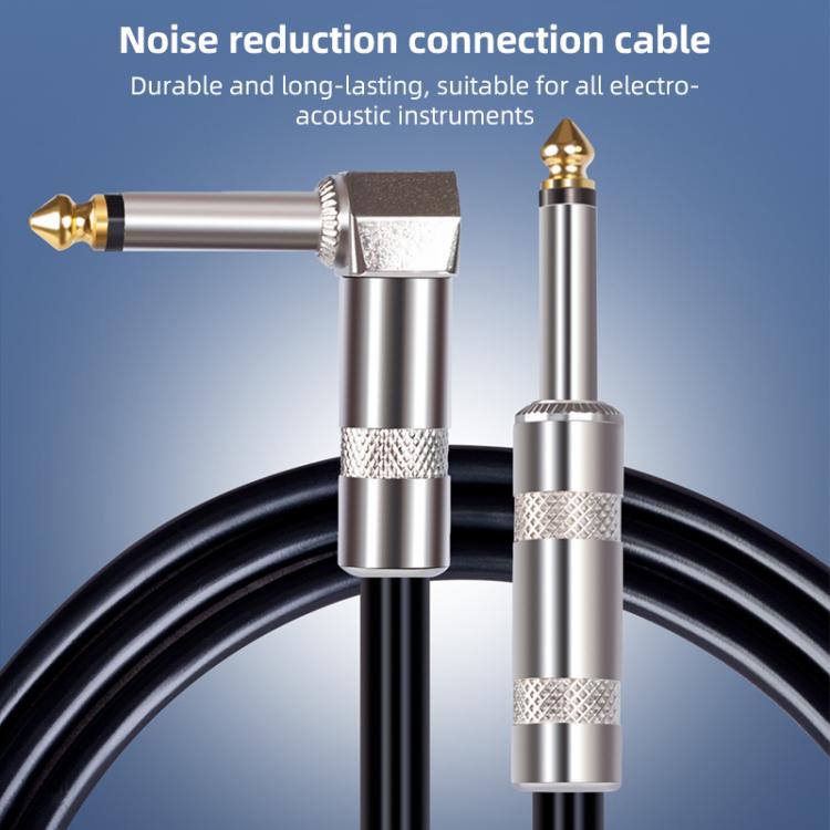 6.35mm Plug Straight to Elbow Electric Guitar Audio Cable, Length:10m