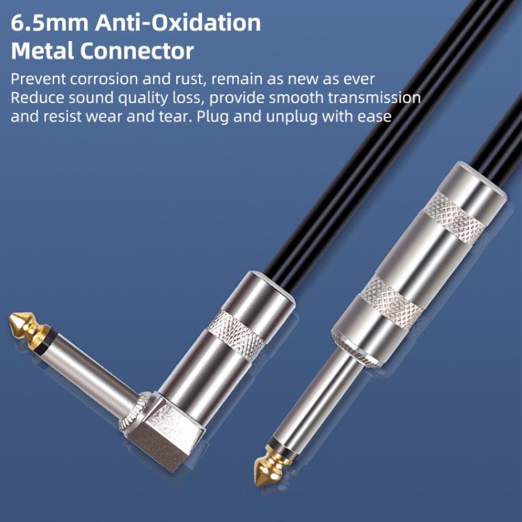 6.35mm Plug Straight to Elbow Electric Guitar Audio Cable, Length:3m