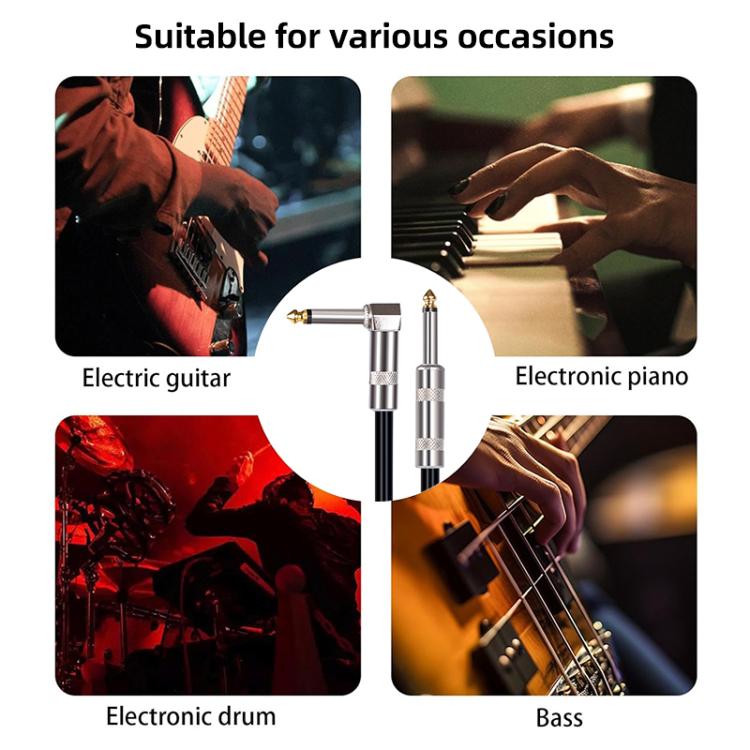 6.35mm Plug Straight to Elbow Electric Guitar Audio Cable, Length:5m