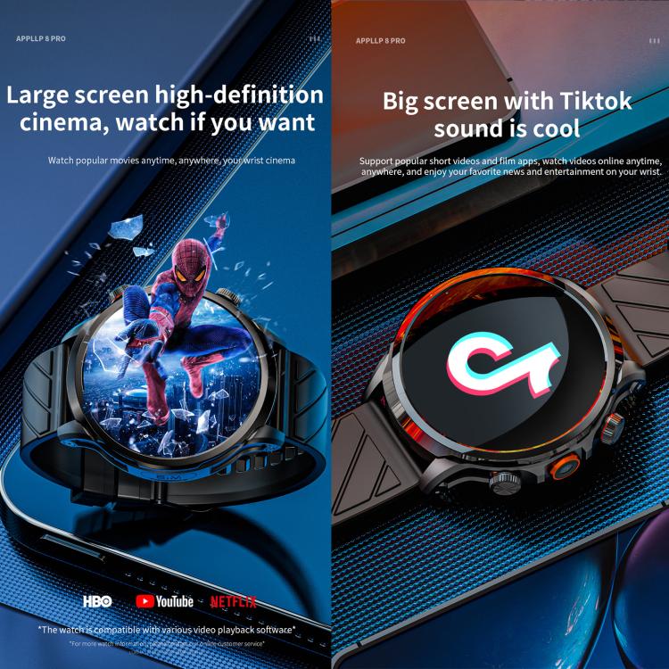 LOKMAT APPLLP 8 Pro 4G Smart Watch, 1.58 inch SC8541E Quad Core, 3GB+32GB, Android 8.1, GPS, Heart Rate - Black