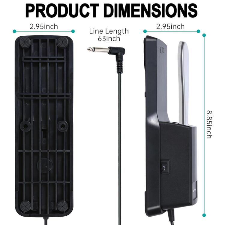 6.35mm Connector Piano Sustain Pedal MIDI Synthesizer Pedal, Cable Length: 1.85m - Black
