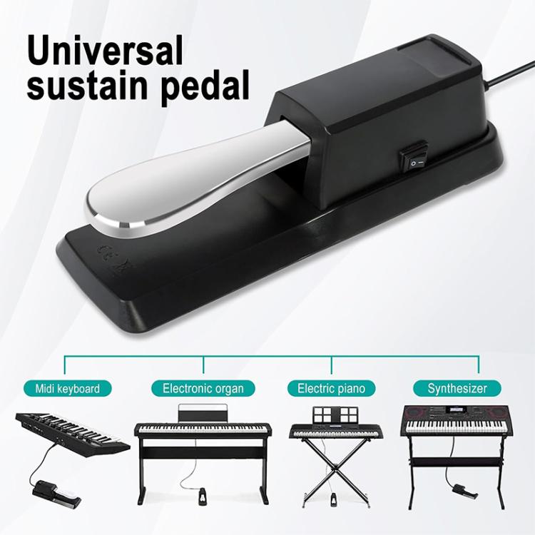 6.35mm Connector Piano Sustain Pedal MIDI Synthesizer Pedal, Cable Length: 1.85m - Black