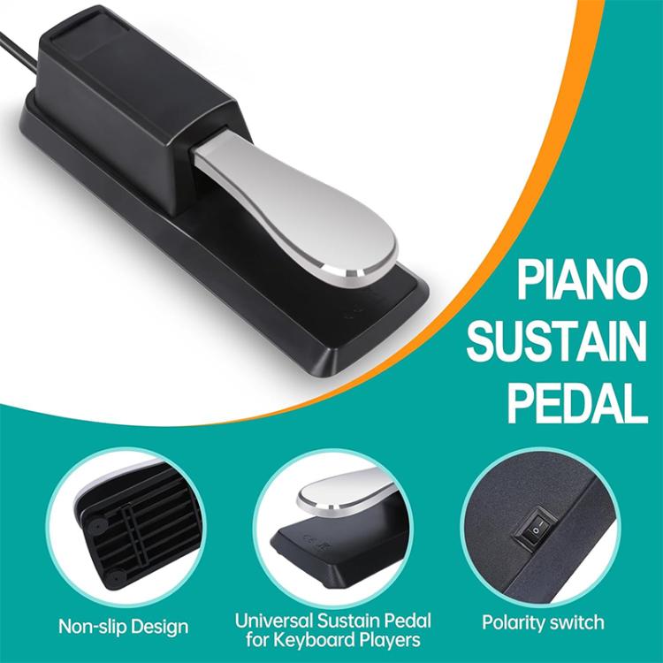 6.35mm Connector Piano Sustain Pedal MIDI Synthesizer Pedal, Cable Length: 1.85m - Black
