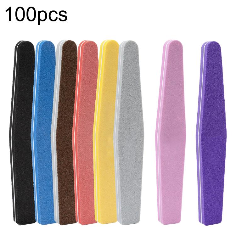100pcs/Pack Diamond Shaped Nail Art Sanding Sponge File Manicure Tool, without LOGO - Random Color Delivery