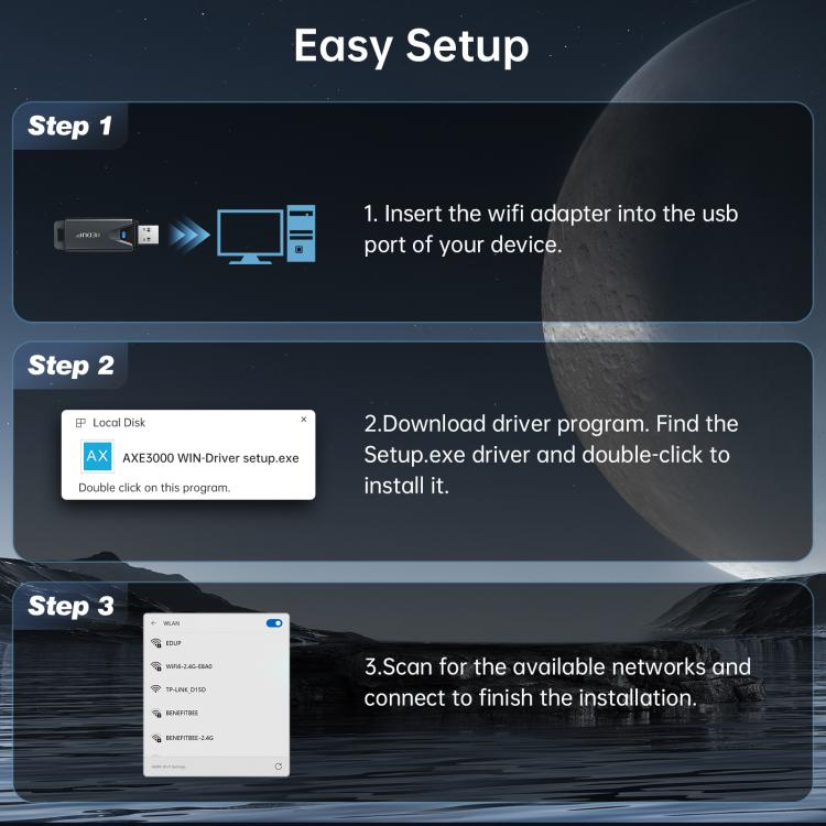 EDUP EP-AX1678 WiFi 6E USB Tri-band Mini Wireless Network Adapter