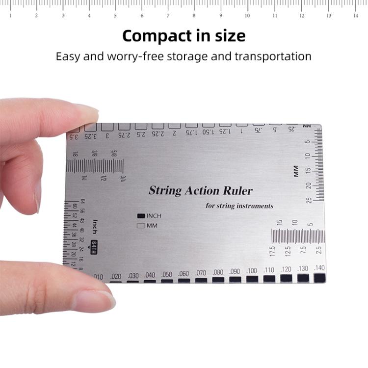 Stainless Steel Guitar String Action Ruler Gauge - Silver