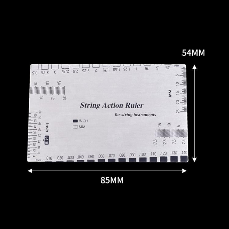 Stainless Steel Guitar String Action Ruler Gauge - Silver