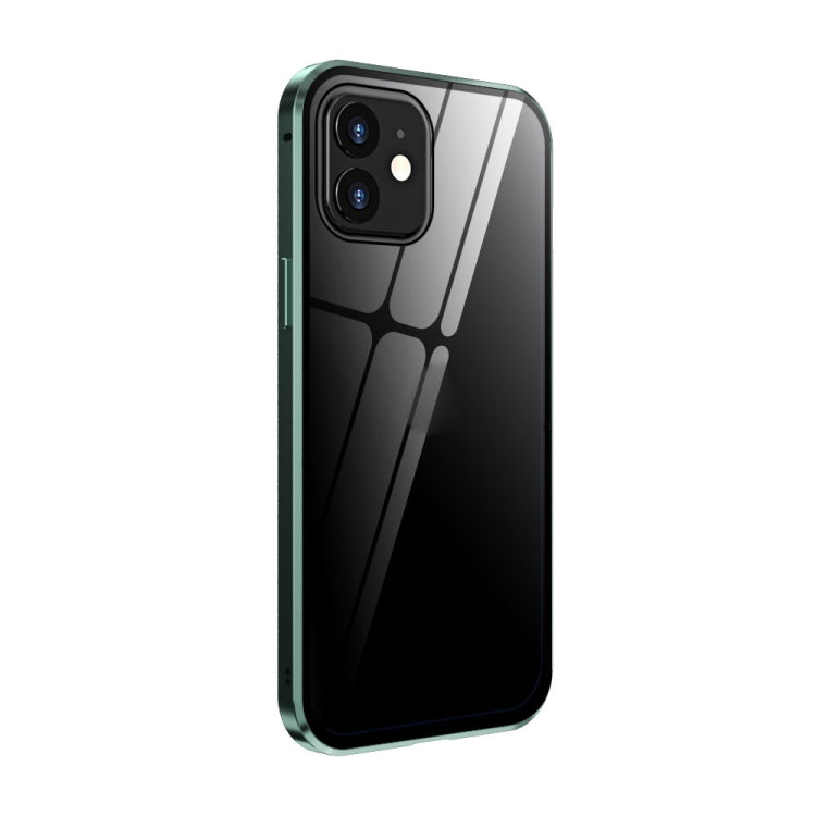 For iPhone 12 mini Double Sides Tempered Glass Magnetic Adsorption Metal Frame Anti-peep Screen Case
