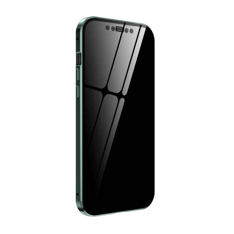 For iPhone 12 mini Double Sides Tempered Glass Magnetic Adsorption Metal Frame Anti-peep Screen Case