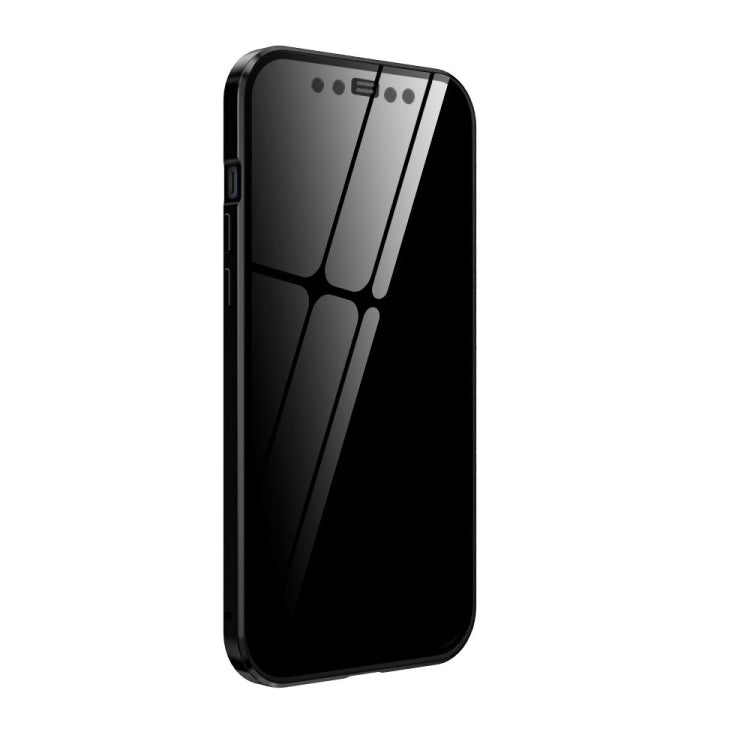 For iPhone 12 mini Double Sides Tempered Glass Magnetic Adsorption Metal Frame Anti-peep Screen Case