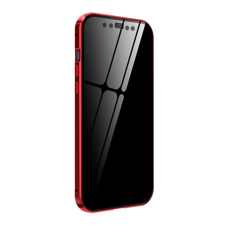 For iPhone 12 mini Double Sides Tempered Glass Magnetic Adsorption Metal Frame Anti-peep Screen Case