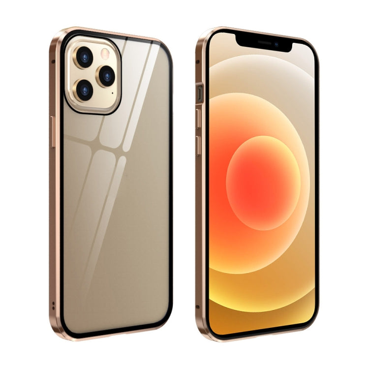 For iPhone 12 mini Double Sides Tempered Glass Magnetic Adsorption Metal Frame Anti-peep Screen Case