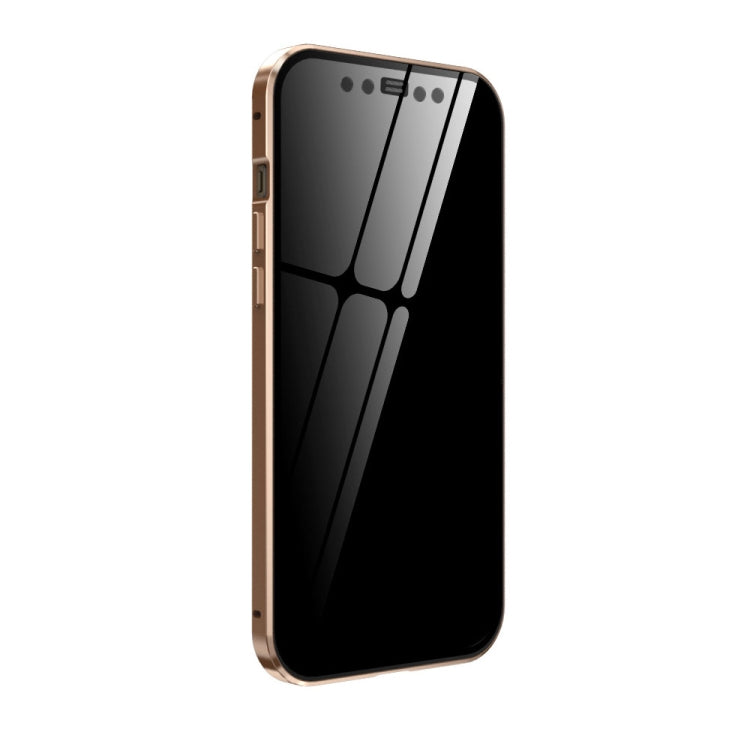 For iPhone 12 mini Double Sides Tempered Glass Magnetic Adsorption Metal Frame Anti-peep Screen Case