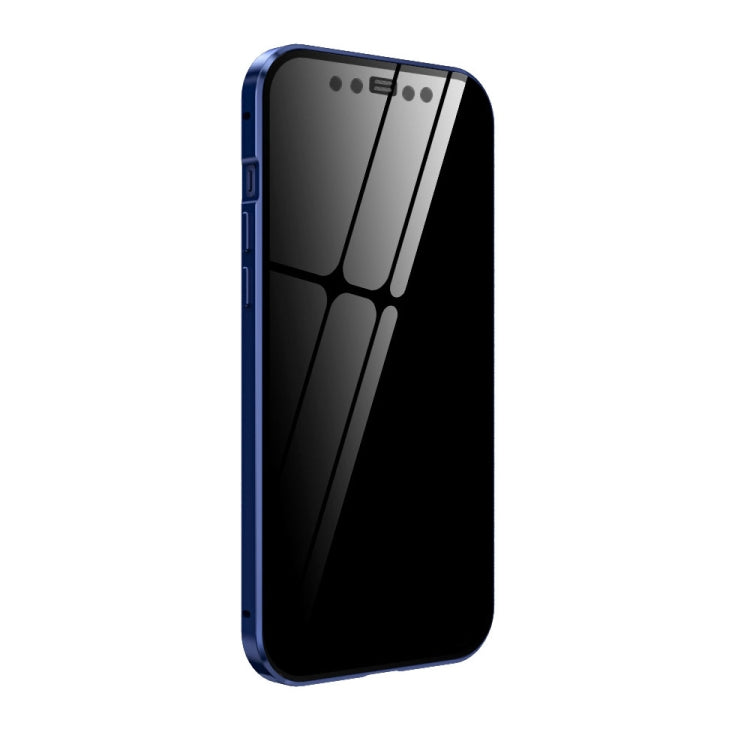 For iPhone 12 mini Double Sides Tempered Glass Magnetic Adsorption Metal Frame Anti-peep Screen Case