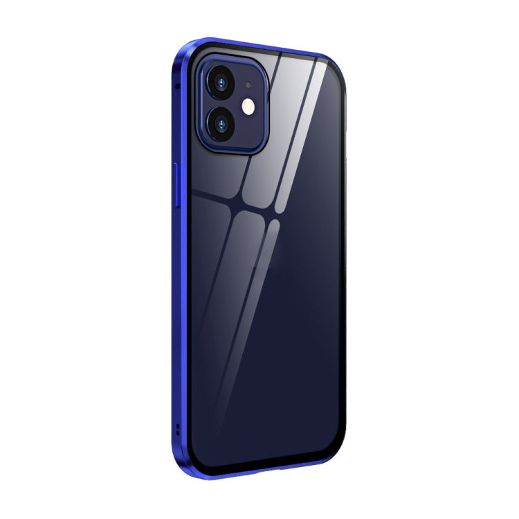 For iPhone 12 mini Double Sides Tempered Glass Magnetic Adsorption Metal Frame Anti-peep Screen Case