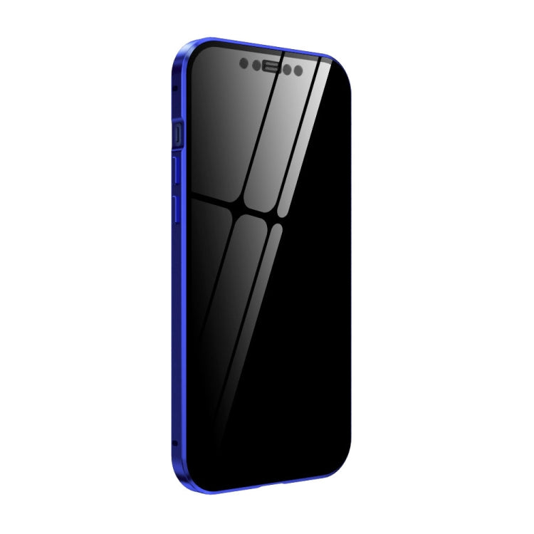 For iPhone 12 mini Double Sides Tempered Glass Magnetic Adsorption Metal Frame Anti-peep Screen Case