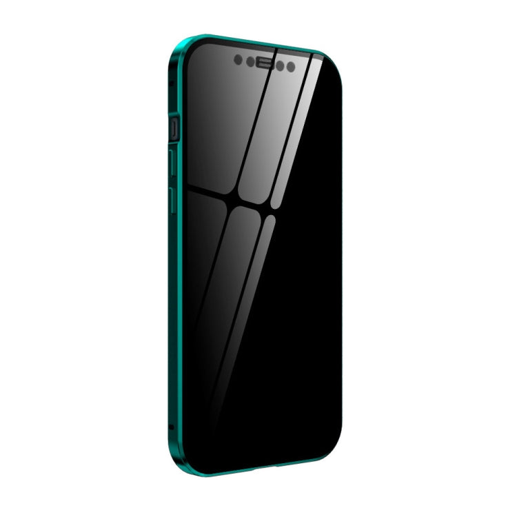 For iPhone 12 mini Double Sides Tempered Glass Magnetic Adsorption Metal Frame Anti-peep Screen Case