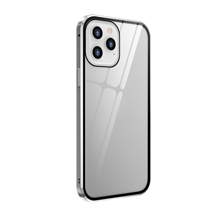 For iPhone 12 mini Double Sides Tempered Glass Magnetic Adsorption Metal Frame Anti-peep Screen Case