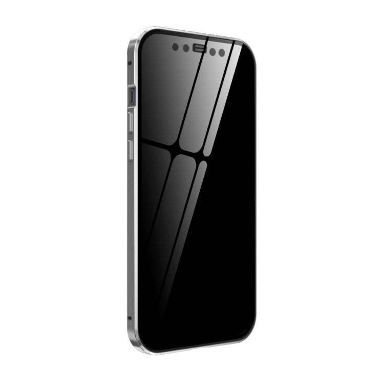 For iPhone 12 mini Double Sides Tempered Glass Magnetic Adsorption Metal Frame Anti-peep Screen Case
