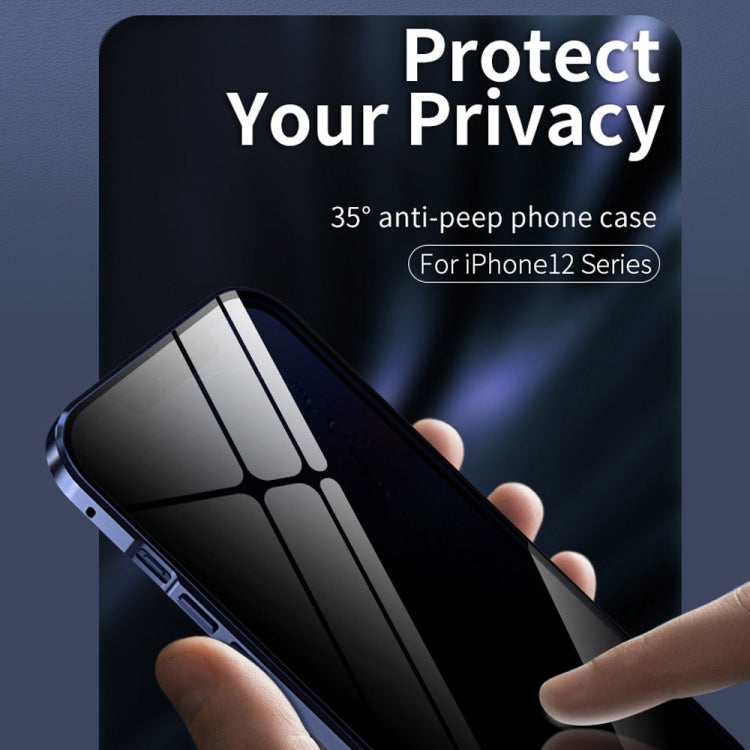 For iPhone 12 mini Double Sides Tempered Glass Magnetic Adsorption Metal Frame Anti-peep Screen Case