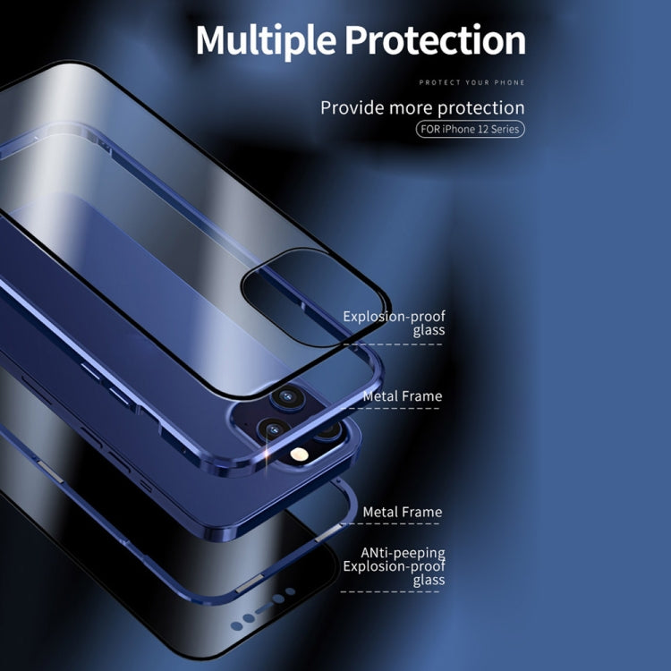 For iPhone 12 mini Double Sides Tempered Glass Magnetic Adsorption Metal Frame Anti-peep Screen Case