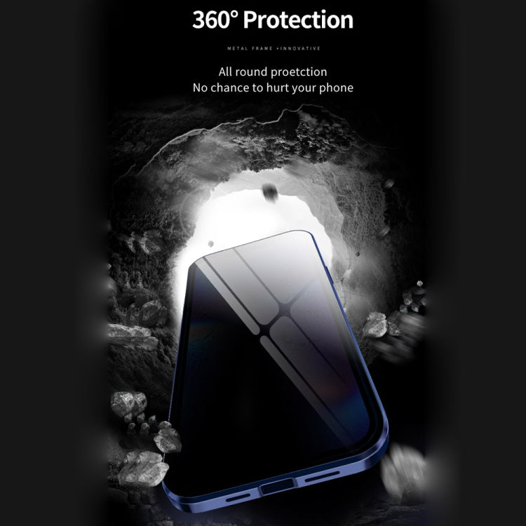For iPhone 12 mini Double Sides Tempered Glass Magnetic Adsorption Metal Frame Anti-peep Screen Case