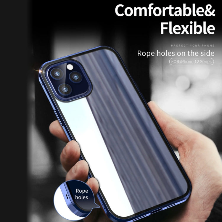 For iPhone 12 mini Double Sides Tempered Glass Magnetic Adsorption Metal Frame Anti-peep Screen Case