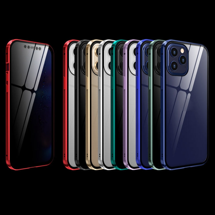 For iPhone 12 mini Double Sides Tempered Glass Magnetic Adsorption Metal Frame Anti-peep Screen Case