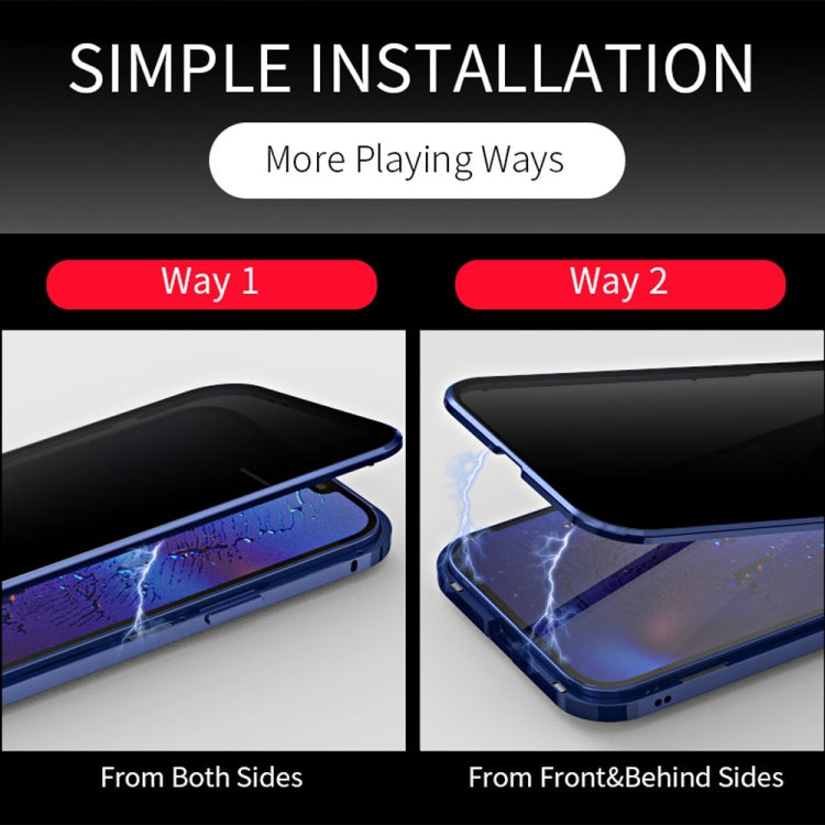 For iPhone 12 mini Double Sides Tempered Glass Magnetic Adsorption Metal Frame Anti-peep Screen Case