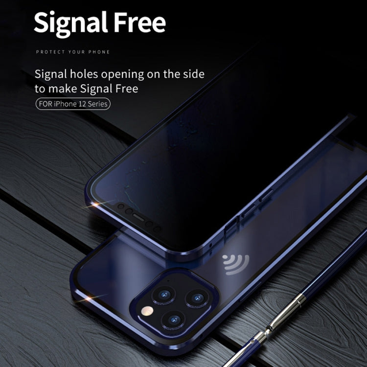 For iPhone 12 mini Double Sides Tempered Glass Magnetic Adsorption Metal Frame Anti-peep Screen Case