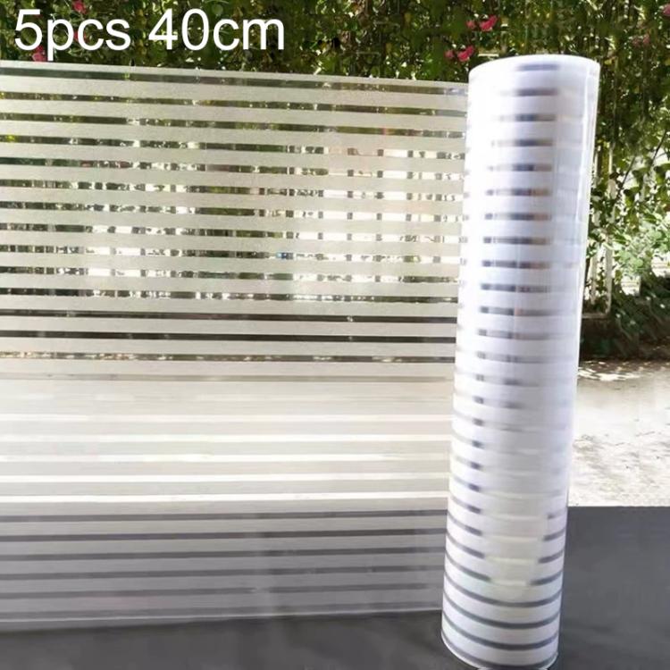 5pcs/Pack Static Electricity Anti-Collision Striped Frosted Privacy Glass Sticker, Style:Small Stripes 40cm x 1m
