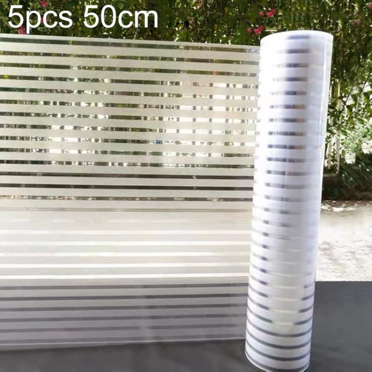 5pcs/Pack Static Electricity Anti-Collision Striped Frosted Privacy Glass Sticker, Style:Small Stripes 50cm x 1m