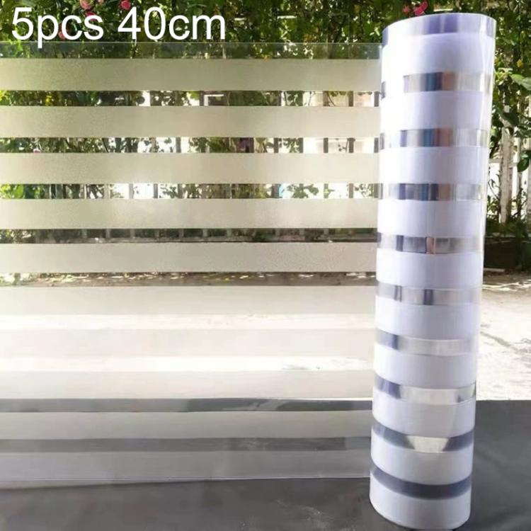 5pcs/Pack Static Electricity Anti-Collision Striped Frosted Privacy Glass Sticker, Style:Large Stripes 40cm x 1m
