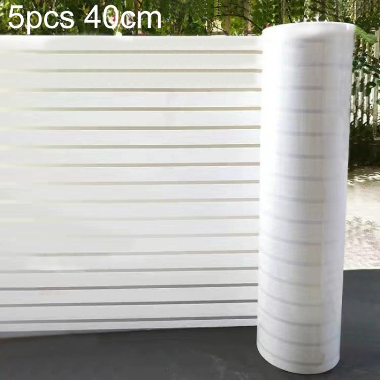 5pcs/Pack Static Electricity Anti-Collision Striped Frosted Privacy Glass Sticker, Style:White Stripes 40cm x 1m