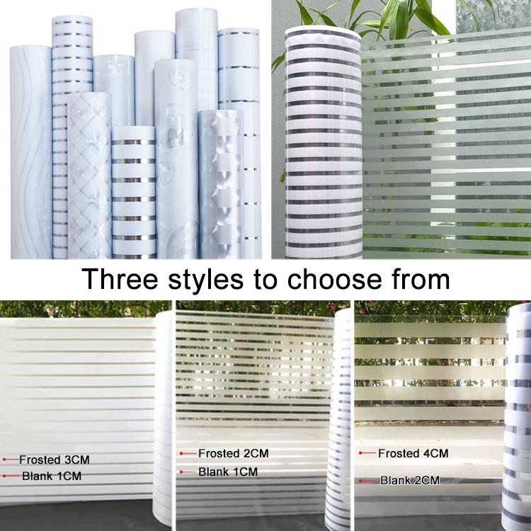 5pcs/Pack Static Electricity Anti-Collision Striped Frosted Privacy Glass Sticker, Style:Small Stripes 30cm x 1m