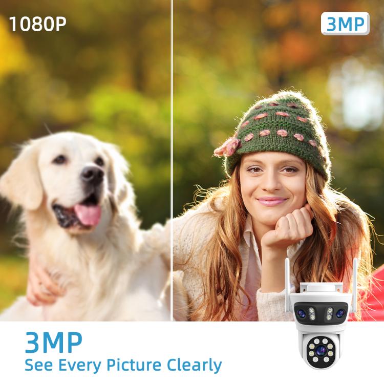 RH-TC3L 3MP Triple Lens HD Outdoor PTZ Security Dome Camera