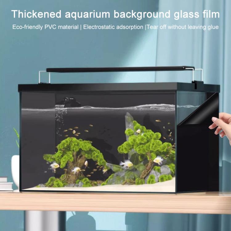 5pcs/Pack Static Electricity Fish Tank Glass Film PVC Background Sticker, Style:Frosted Black 40cm x 1m