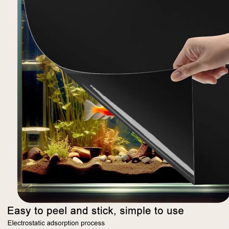 5pcs/Pack Static Electricity Fish Tank Glass Film PVC Background Sticker, Style:Frosted Black 40cm x 1m