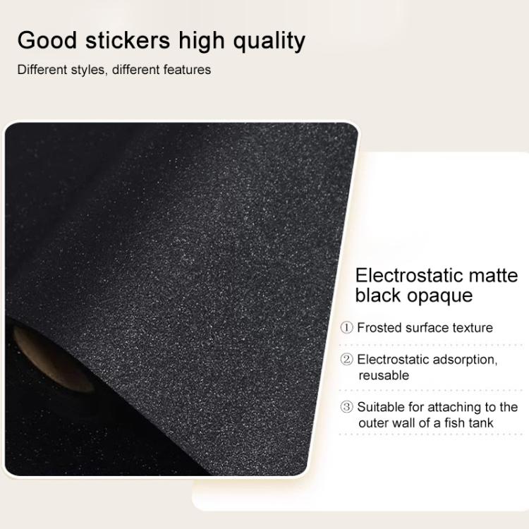5pcs/Pack Static Electricity Fish Tank Glass Film PVC Background Sticker, Style:Frosted Black 40cm x 1m