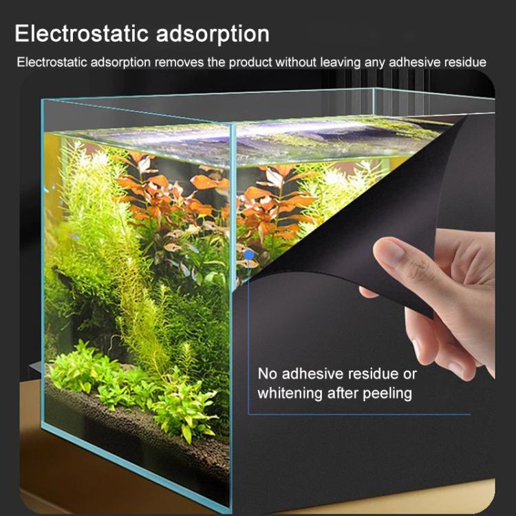 5pcs/Pack Static Electricity Fish Tank Glass Film PVC Background Sticker, Style:Frosted Black 50cm x 1m