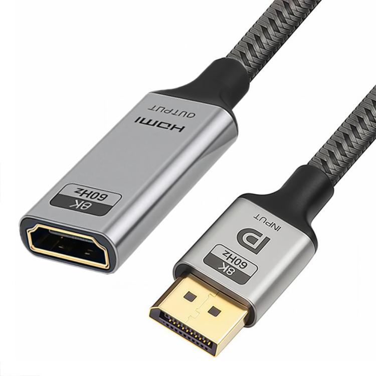 8K 60Hz 48Gbps Active DP 1.4 to HDTV2.1 Converter - Short Cable Aluminum Shell