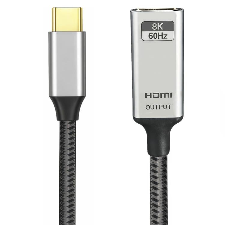 8K 60Hz 48Gbps Active Type-C Male to HDTV2.1 Converter - Short Cable Aluminum Shell