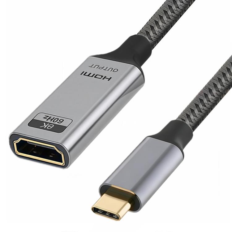 8K 60Hz 48Gbps Active Type-C Male to HDTV2.1 Converter - Short Cable Aluminum Shell