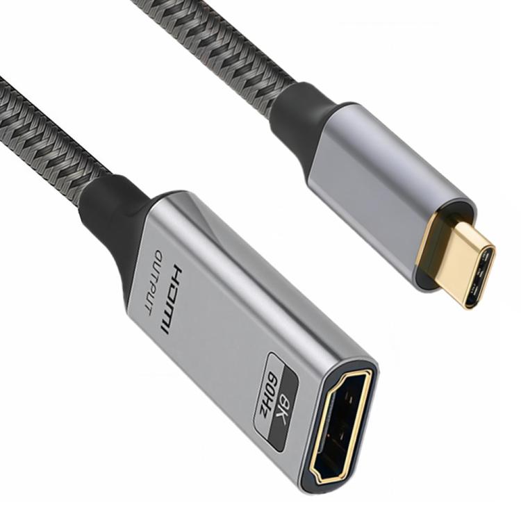 8K 60Hz 48Gbps Active Type-C Male to HDTV2.1 Converter - Short Cable Aluminum Shell