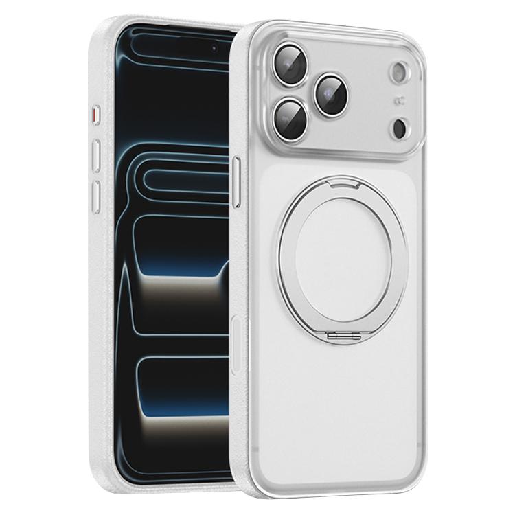 For iPhone 17 Pro Max Vegan Leather Magnetic Phone Case with 360 Degrees Rotating Stand